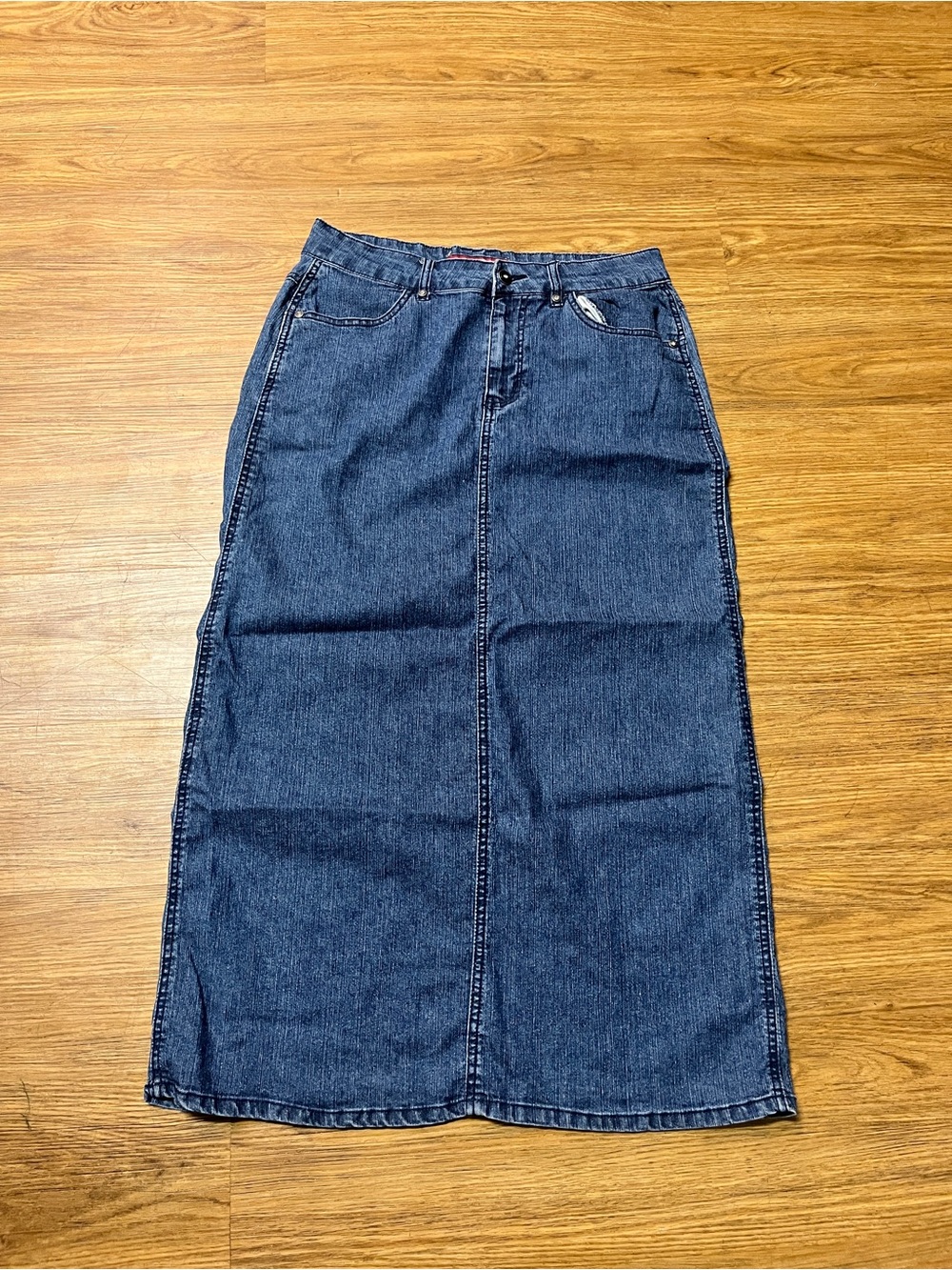 Vintage Street Jeans Y2K Embroidered Flap Pocket Denim Maxi Skirt Size 9